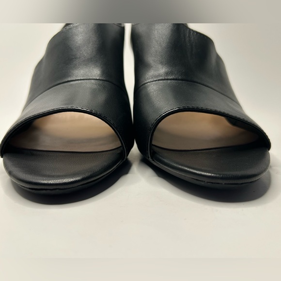 Aerosols Open Toe Slip On Leather Black Block Heel Size 9 - Picture 5 of 12